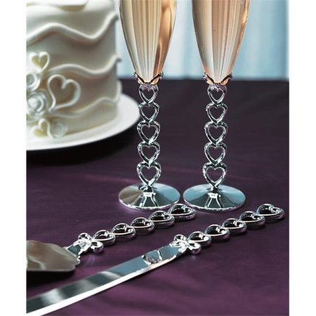 SMARTGIFTS Silver Plated Stacked Hearts Cake Serving Set SM142510